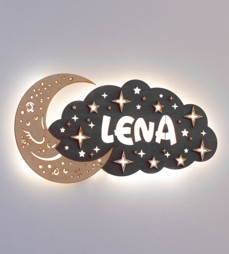 Lampka nocna dla dzieci z imieniem na ścianę