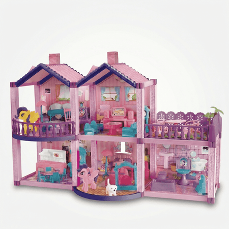 Domek dla lalek Villa Songo z tarasem i kucykami