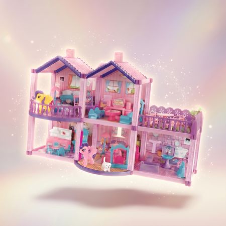 Domek dla lalek Villa Songo z tarasem i kucykami