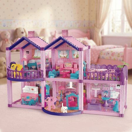 Domek dla lalek Villa Songo z tarasem i kucykami
